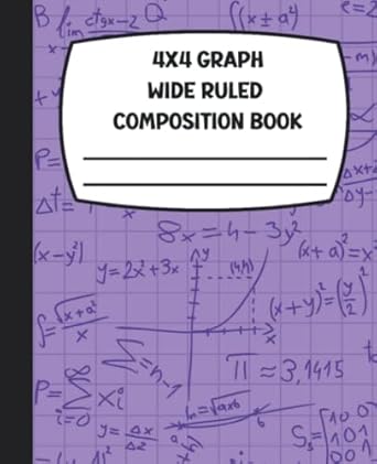 4x4 purple math wide ruled composition book purple math 7 5 x 9 25 100 pages 1st edition d one publications