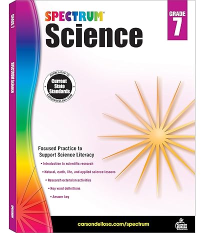 spectrum 7th grade science workbook ages 12 to 13 grade 7 science workbook natural earth and life science 7th