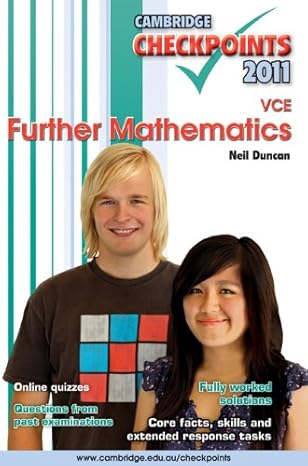 cambridge checkpoints vce further mathematics 2011 1st edition neil duncan 0521178924, 978-0521178921