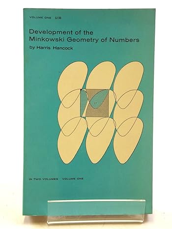 development of the minkowski geometry of numbers republication edition harris hancock b00085i3vk