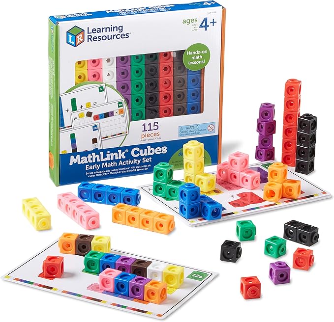 learning resources mathlink cubes early math activity set 115 pieces ages 4+ kindergarten stem activities