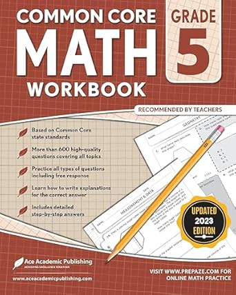 common core math workbook grade 5 1st edition ace academic publishing 1949383962, 978-1949383966