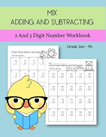 mix adding and subtracting 2 and 3 digit number workbook reproducible math drill time tests for children aged