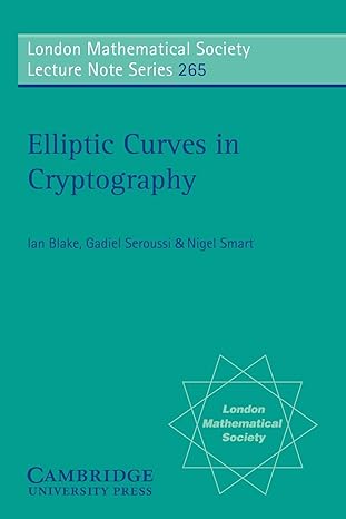 elliptic curves in cryptography 1st edition i blake ,g seroussin smart 0521653746, 978-0521653749