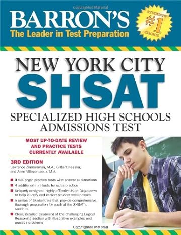 barron s new york city shsat specialized high schools admissions test 3rd edition lawrence zimmerman m.a.