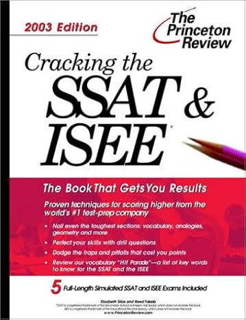 cracking the ssat and isee 2003 edition 1st edition elizabeth silas ,reed talada 0375762531, 978-0375762536