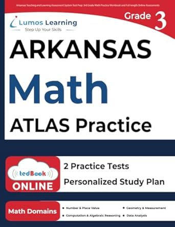 arkansas teaching and learning assessment system test prep 3rd grade math practice workbook and full length