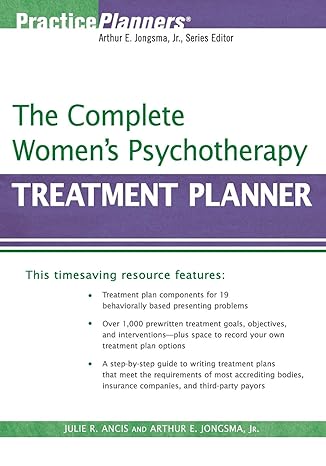 the complete womens psychotherapy treatment planner 1st edition julie r ancis ,david j berghuis 0470039833,