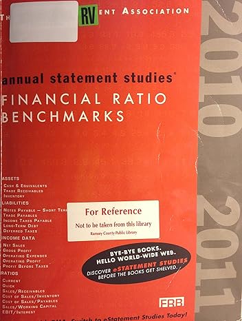 annual statement studies financial ratio bechmarks 2010 2011 the risk management association 1st edition risk