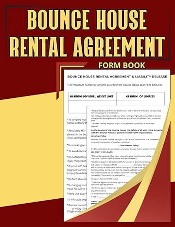 bounce house rental agreement form book contract for landlords and tenants with guidelines for inflatable