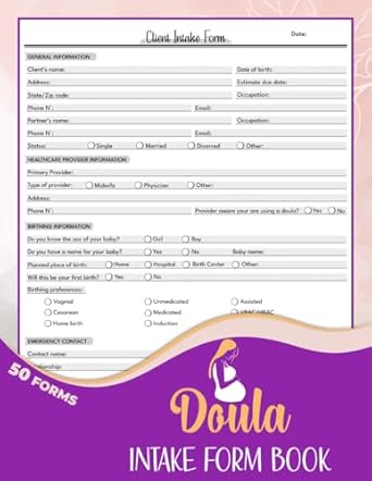 doula intake form book 50+ birth doula client consultation forms what you need to sign your first client