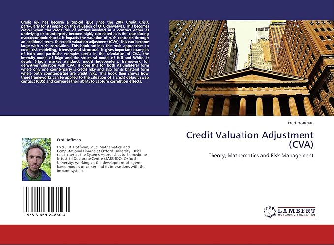 credit valuation adjustment theory mathematics and risk management 1st edition fred hoffman 3659248509,