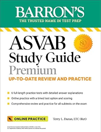 asvab study guide premium 6 practice tests + comprehensive review + online practice 13th edition terry l