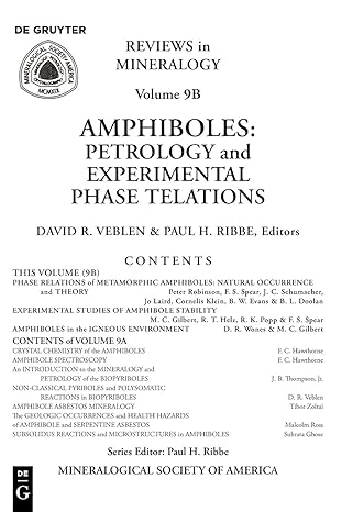 amphiboles petrology and experimental phase relations 1st edition david r veblen ,paul h ribbe 0939950111,