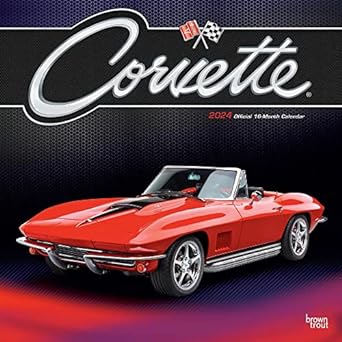 corvette official 2024 12 x 24 inch monthly square wall calendar browntrout chevrolet motor muscle car square