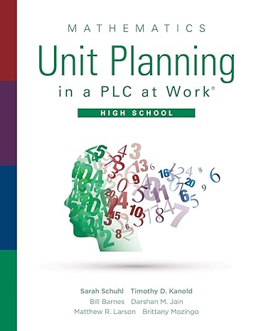 mathematics unit planning in a plc at work high school 1st edition sarah schuhl ,timothy d. kanold ,bill