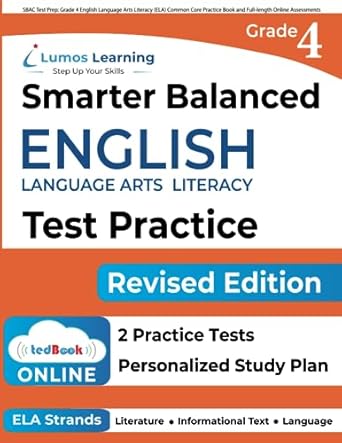 sbac test prep grade 4 english language arts literacy common core practice book and full length online