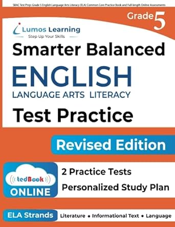 sbac test prep grade 5 english language arts literacy common core practice book and full length online