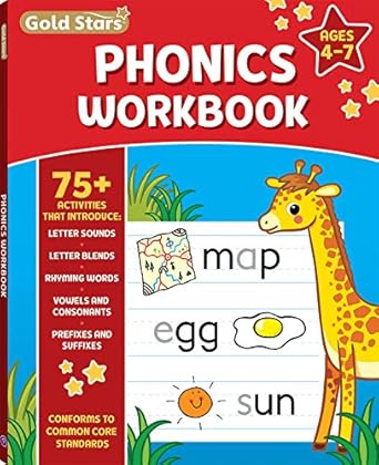 phonics workbook for ages 4 7 with 75+ activities letter sounds letter blends rhyming words vowels and