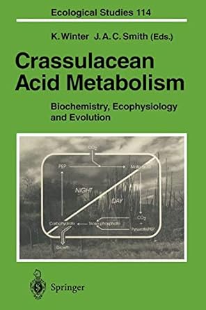 crassulacean acid metabolism biochemistry ecophysiology and evolution 1st edition klaus winter ,j andrew c