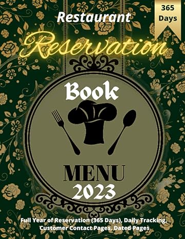 reservation book for restaurant full year of reservation daily tracking customer contact pages dated pages