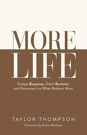 more life escape busyness ditch burnout and reconnect to what matters most 1st edition taylor thompson