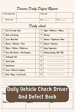 daily vehicle check driver and defect book a daily check driver defect report booklet daily check driver