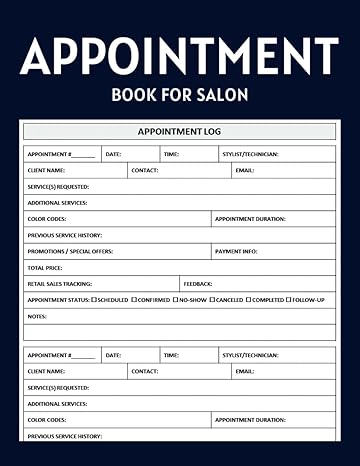 appointment book for salon undated appointment log to keep stylists technicians and salon owners organized