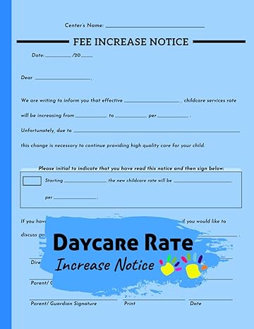 daycare rate increase notice 50+ tuition fee increase forms for childcare centers preschools and in home