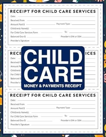 child care money and payments receipt receipt book for managing child care services and babysitting the