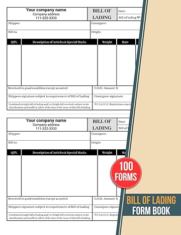 bill of lading form book shipment bol proof of delivery forms 50 x 2 forms single sided goods receipt book