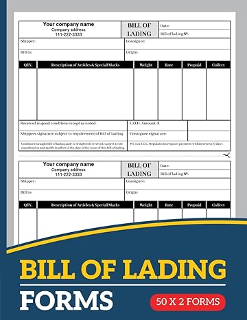 bill of lading forms shipment bill of lading proof of delivery form book 50 x 2 forms single sided goods