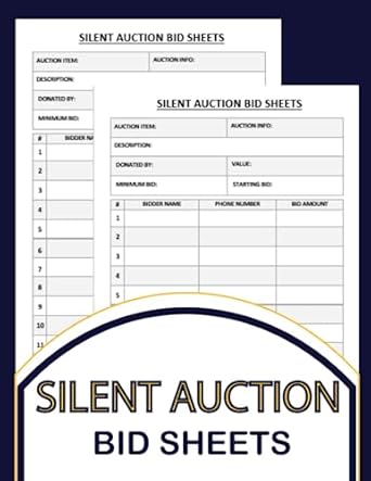 silent auction bid sheets planner for charity auction bids and fundraising events 1st edition youssayni