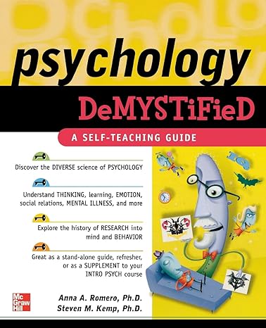 psychology demystified 1st edition anna romero ,steven kemp 0071460306, 978-0071460309