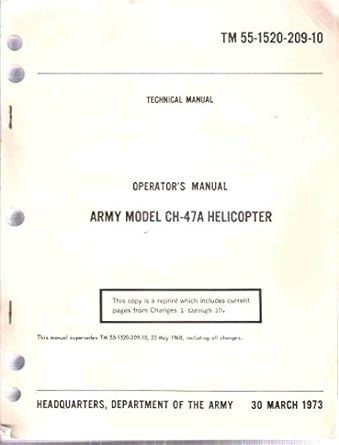 operators manual army model ch 47a helicopter 1st edition jr joyce, robert m and john a wickham b00dnjcmr4