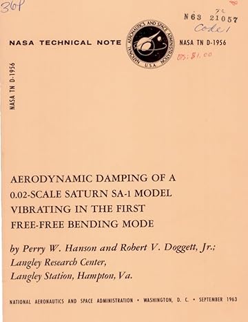 aerodynamic damping of a 0 02 scale saturn sa 1 model vibrating in the first free free bending mode september