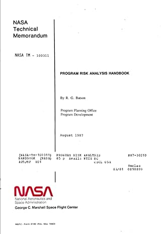 program risk analysis handbook 1st edition nasa ,national aeronautics and space administration 979-8396494008