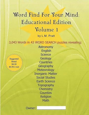 word find for your mind educational edition 1st edition l m pratt 0986389307, 978-0986389306