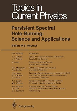 persistent spectral hole burning science and applications 1st edition william e. moerner, g.c. bjorklund, d.