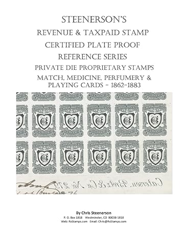 steenersons revenue taxpaid stamp certified plate proof reference series private die proprietary match