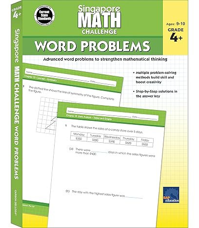 singapore math challenge word problems  grade math workbooks singapore math grade 4 and up equations area