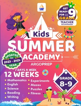 kids summer academy by argoprep grades 8 9 12 weeks of math reading science writing logic fitness and yoga 