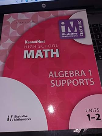 kendall hunt high school mathmatics algebra 1 supports units 1 2 1st edition kendall hunt 1524994901,