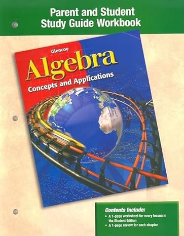 algebra concepts and applications parent and student study guide workbook 1st edition mcgraw hill education