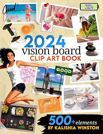 2024 vision board clip art book design your dream year with 500+ powerful images words phrases and more