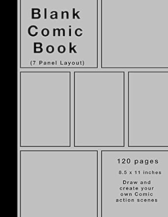 blank comic book 120 pages 7 panel silver cover white paper draw your own comics ntb edition b bern