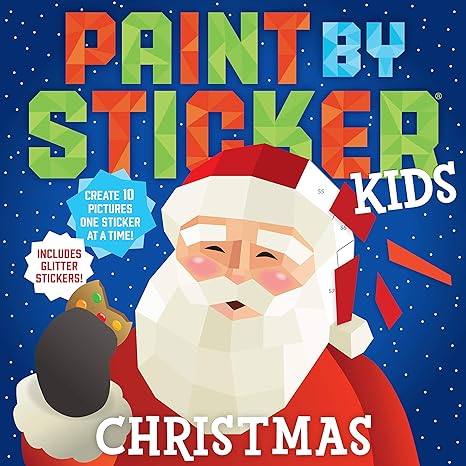 paint by sticker kids christmas create 10 pictures one sticker at a time includes glitter stickers 1st