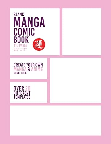 blank manga comic book make your own manga and anime comic book pink cover gray border 110 pages over 20