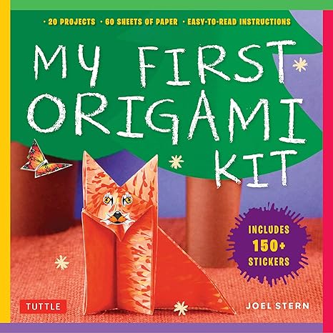 my first origami kit origami kit with book 60 papers 150 stickers 20 projects book and kit edition joel stern