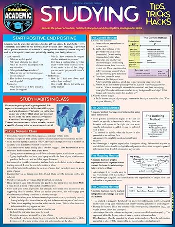 studying tips tricks and hacks quickstudy laminated reference guide to grade boosting techniques lam chrt